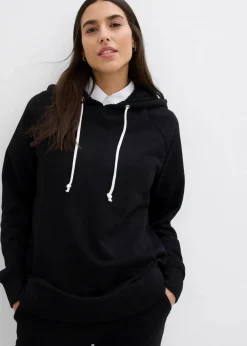 bonprix Bekleidung·Röcke|Bekleidung·Blusen & Tuniken^Hoodie mit Kapuze schwarz