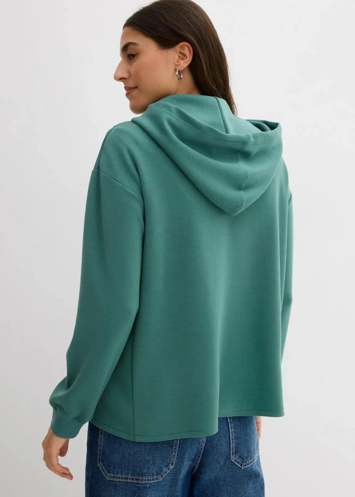 bonprix Sweat|Bekleidung·Blusen & Tuniken^Hoodie mit Kapuze aus softem Viskose-Mix graugrün