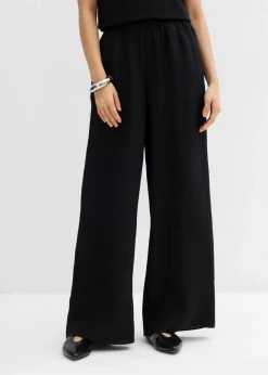 bonprix Zweiteiler & Sets|Hosen^Hose aus aus strukturiertem Crinkle-Viskose-Mix schwarz