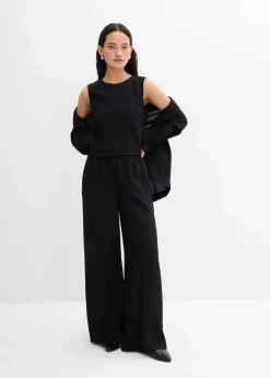 bonprix Zweiteiler & Sets|Hosen^Hose aus aus strukturiertem Crinkle-Viskose-Mix schwarz