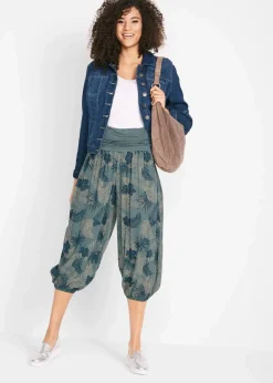 bonprix Bekleidung·Kleider|Hosen^3/4-Hose aus fließendem Viskose-Mix eukalyptusgrün floral