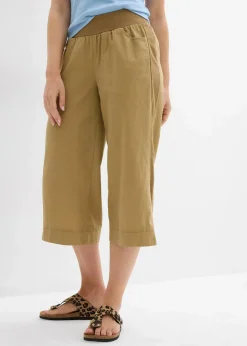 bonprix Nachhaltigere Materialien|Hosen^3/4-Hose aus Leinen-Baumwoll-Mischung khakibraun