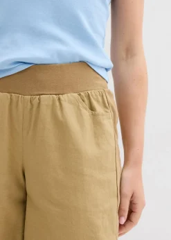 bonprix Nachhaltigere Materialien|Hosen^3/4-Hose aus Leinen-Baumwoll-Mischung khakibraun