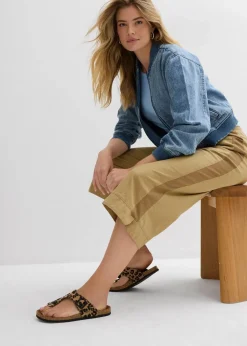 bonprix Nachhaltigere Materialien|Hosen^3/4-Hose aus Leinen-Baumwoll-Mischung khakibraun
