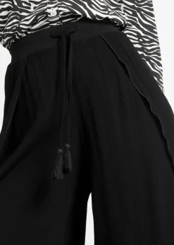 bonprix Bekleidung·Kleider|Hosen^Hose aus strukturiertem Crinkle schwarz