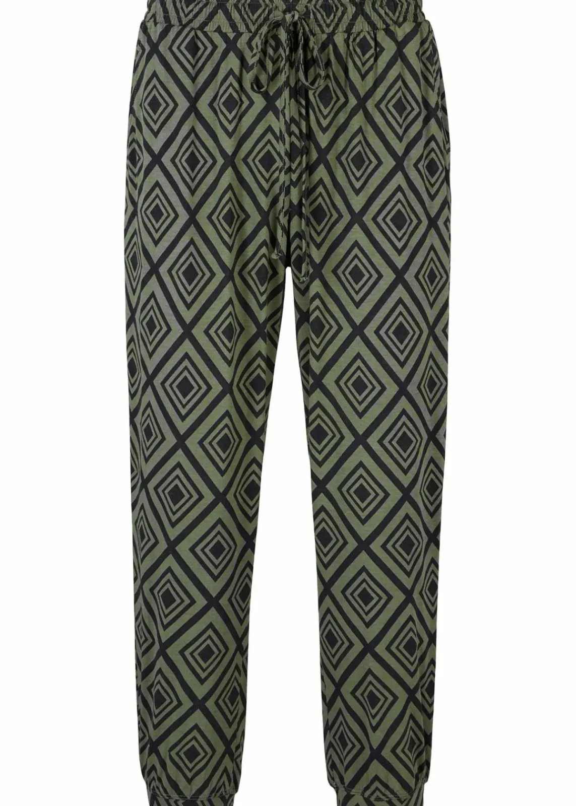 bonprix Hosen|Nachhaltigere Materialien^3/4-Hose aus Viskosemix dunkelkhaki graphisch bedruckt