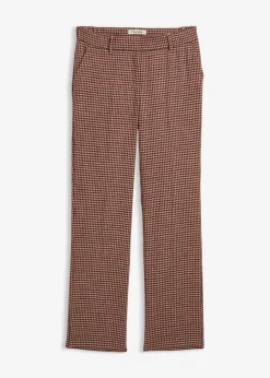 bonprix Bekleidung·Kleider|Premium^Hose aus weichem Woll-Mix mandelbeige/dunkelbraun kariert