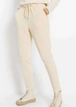 bonprix Hosen|Bekleidung·Kleider^Hose in Cordoptik mit elastischem Bund sandbeige