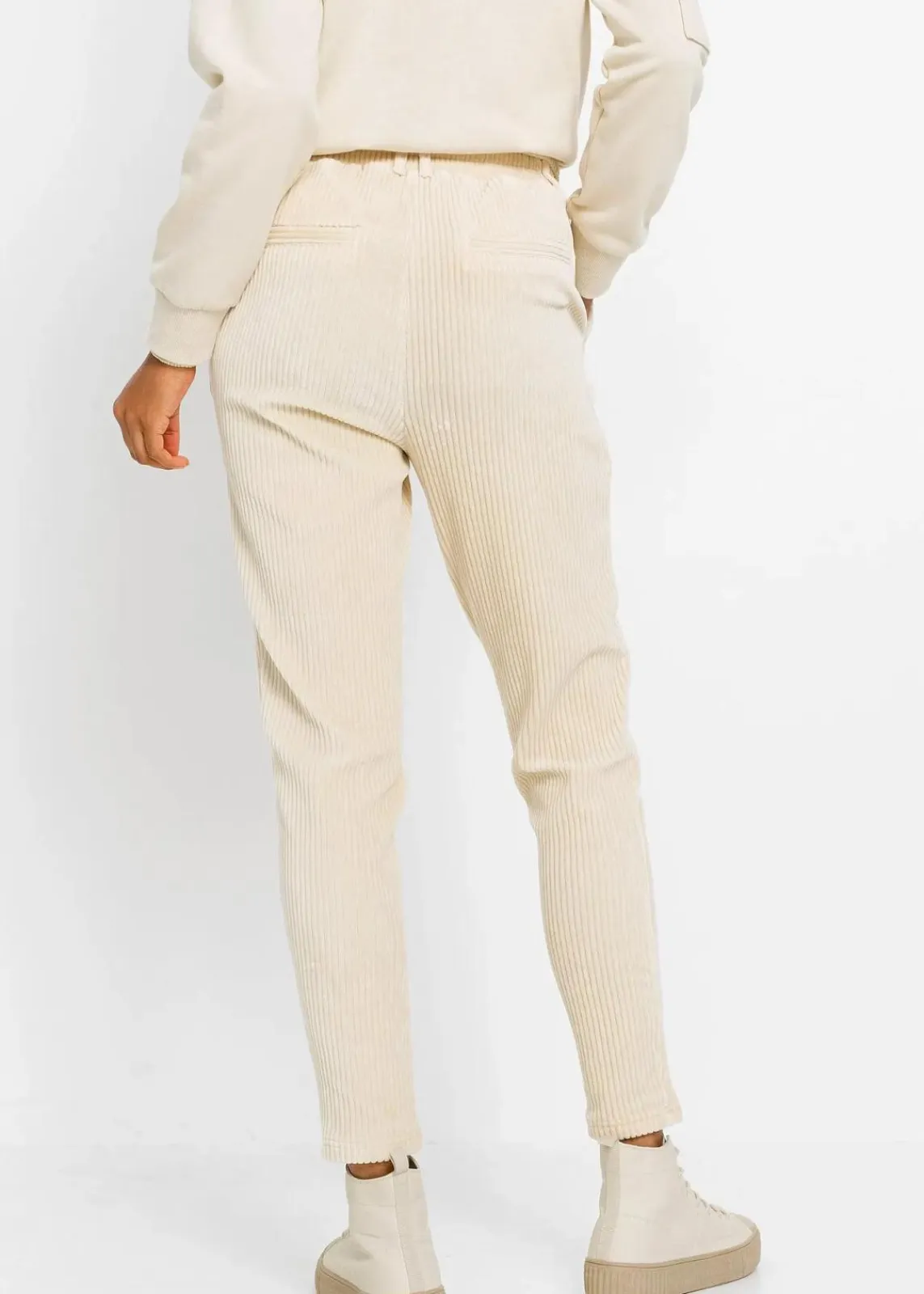 bonprix Hosen|Bekleidung·Kleider^Hose in Cordoptik mit elastischem Bund sandbeige