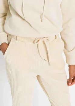 bonprix Hosen|Bekleidung·Kleider^Hose in Cordoptik mit elastischem Bund sandbeige