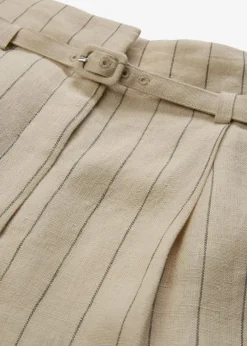bonprix Bekleidung·Kleider|Premium^Hose mit Gürtel (2-tlg.Set) aus reinem Leinen hellsand gestreift