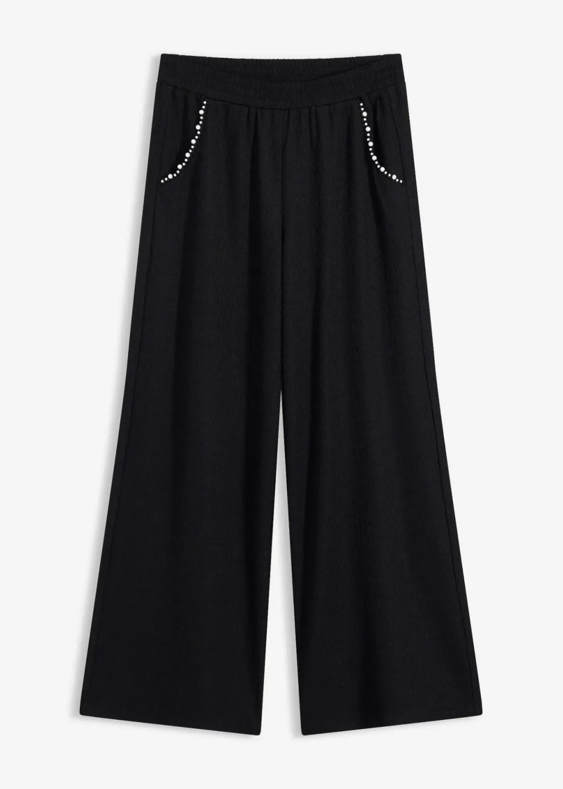 bonprix Bekleidung·Kleider|Hosen^Hose mit Perlen Applikation aus strukturiertem Jersey schwarz