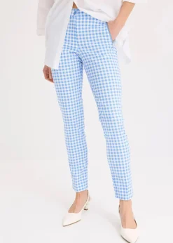 bonprix Bekleidung·Kleider|Hosen^Hose mit Vichy Karo mittelblau/wollweiß kariert