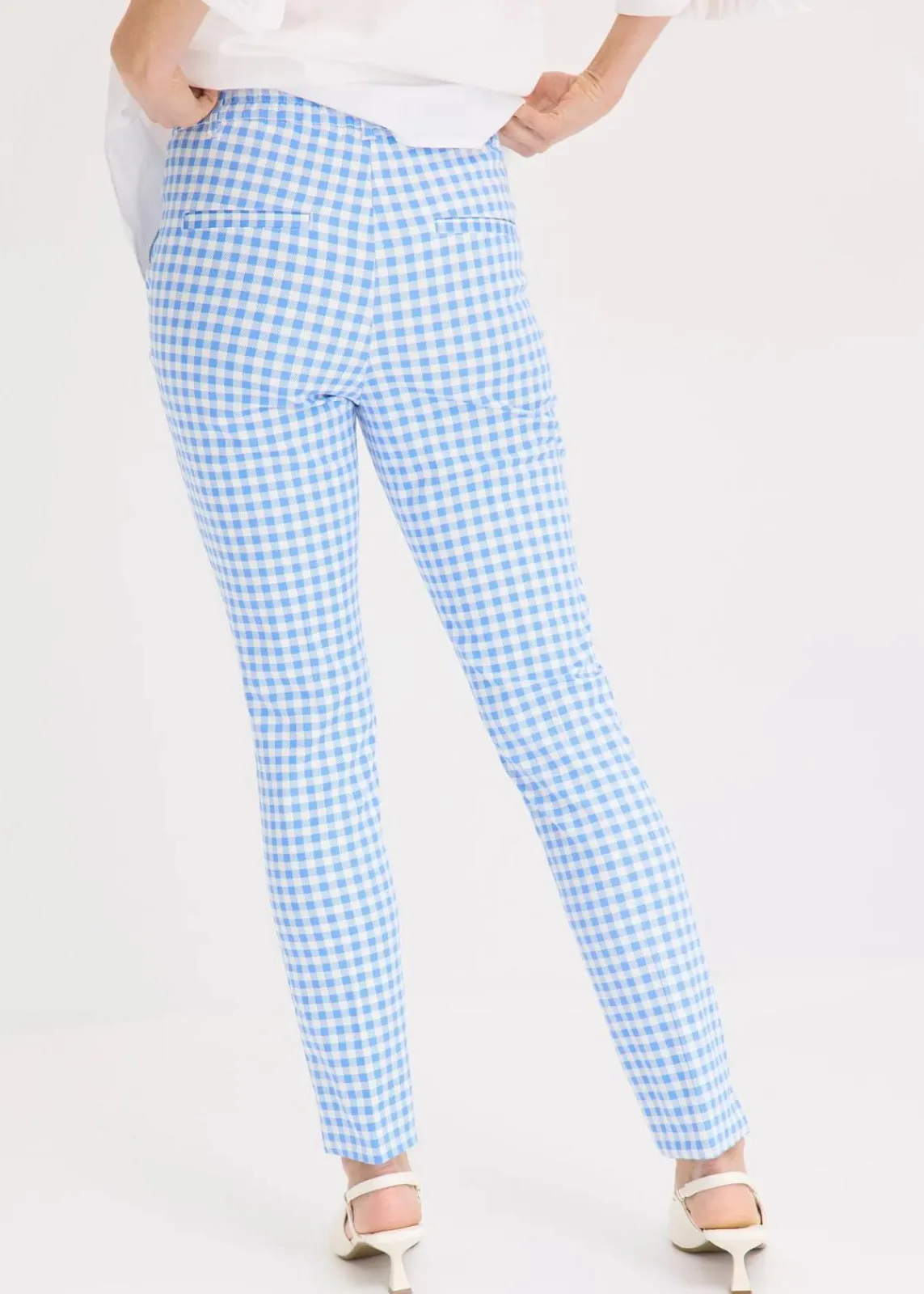 bonprix Bekleidung·Kleider|Hosen^Hose mit Vichy Karo mittelblau/wollweiß kariert
