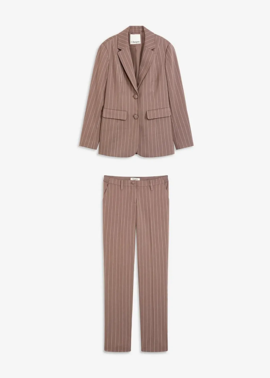 bonprix Kurzgrößen|Bekleidung·Basics^Hosenanzug 2-tlg lehmbraun/naturbeige gestreift