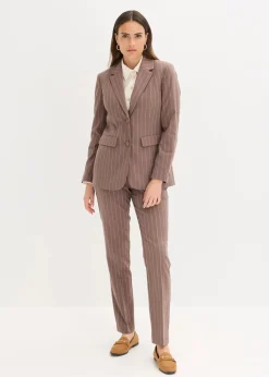bonprix Kurzgrößen|Bekleidung·Basics^Hosenanzug 2-tlg lehmbraun/naturbeige gestreift