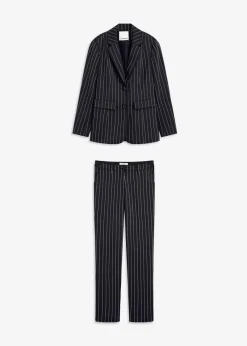 bonprix Hosen|Blazer^Hosenanzug 2-tlg schwarz/naturbeige gestreift