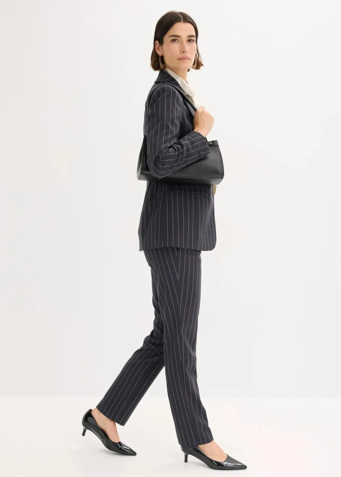 bonprix Hosen|Blazer^Hosenanzug 2-tlg schwarz/naturbeige gestreift