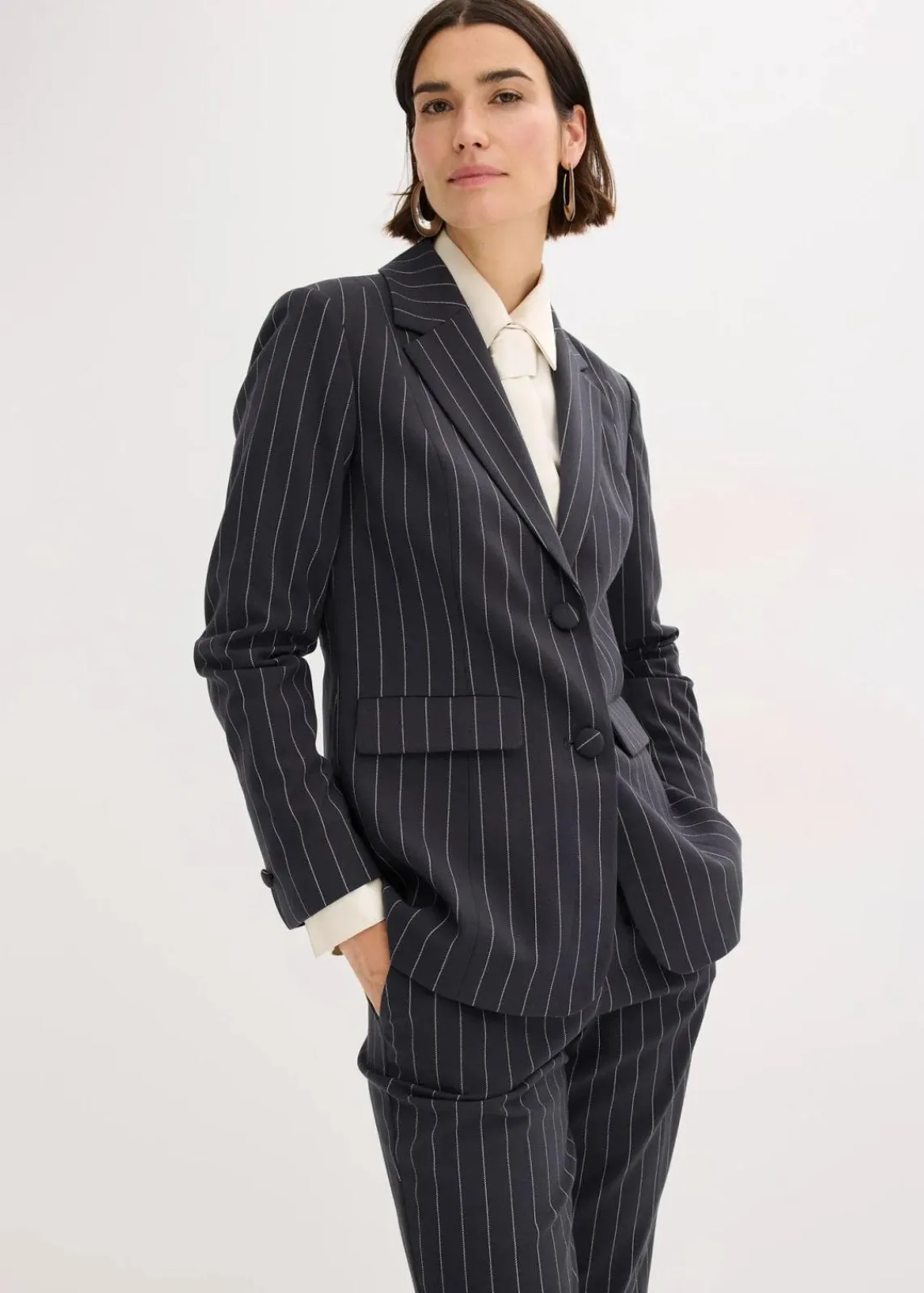 bonprix Hosen|Blazer^Hosenanzug 2-tlg schwarz/naturbeige gestreift