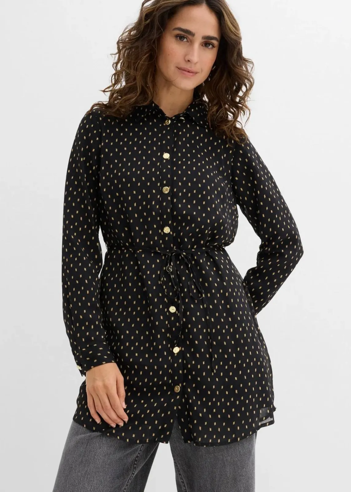 bonprix Bekleidung·Blazer|Umstandsmode^2-in-1 Bluse für die Schwangerschaft und danach aus Chiffon schwarz/gold