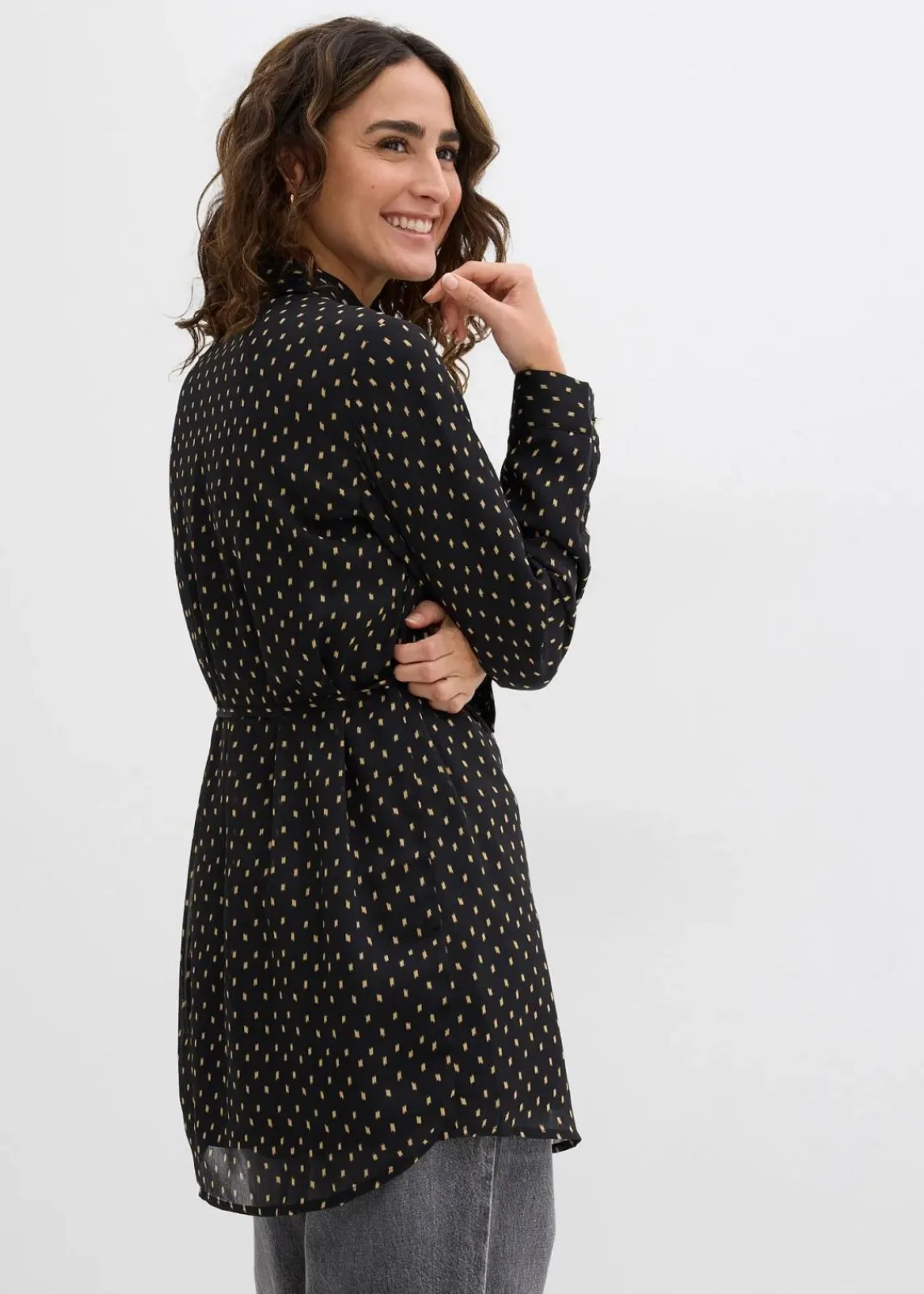 bonprix Bekleidung·Blazer|Umstandsmode^2-in-1 Bluse für die Schwangerschaft und danach aus Chiffon schwarz/gold