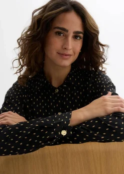 bonprix Bekleidung·Blazer|Umstandsmode^2-in-1 Bluse für die Schwangerschaft und danach aus Chiffon schwarz/gold