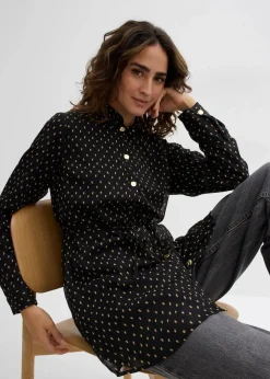 bonprix Bekleidung·Blazer|Umstandsmode^2-in-1 Bluse für die Schwangerschaft und danach aus Chiffon schwarz/gold