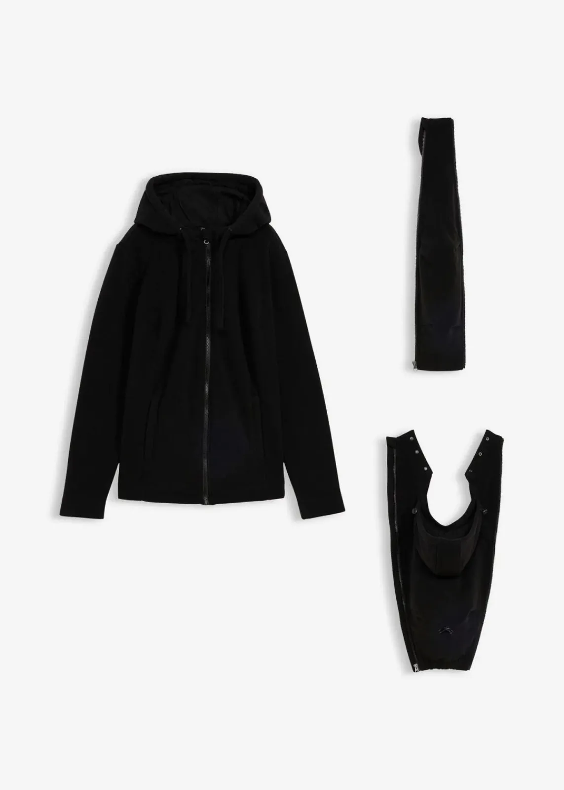 bonprix Bekleidung·Blazer|Nachhaltigere Materialien^4-in-1 Fleecejacke mit Babyeinsatz und Vorder- und Rückentragefunktion schwarz