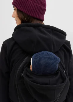 bonprix Bekleidung·Blazer|Nachhaltigere Materialien^4-in-1 Fleecejacke mit Babyeinsatz und Vorder- und Rückentragefunktion schwarz