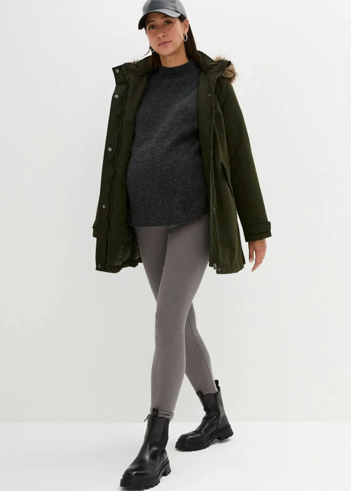 bonprix Nachhaltigere Materialien|Umstandsmode^3-in-1 Funktions-Umstandsjacke und Tragejacke nachtoliv