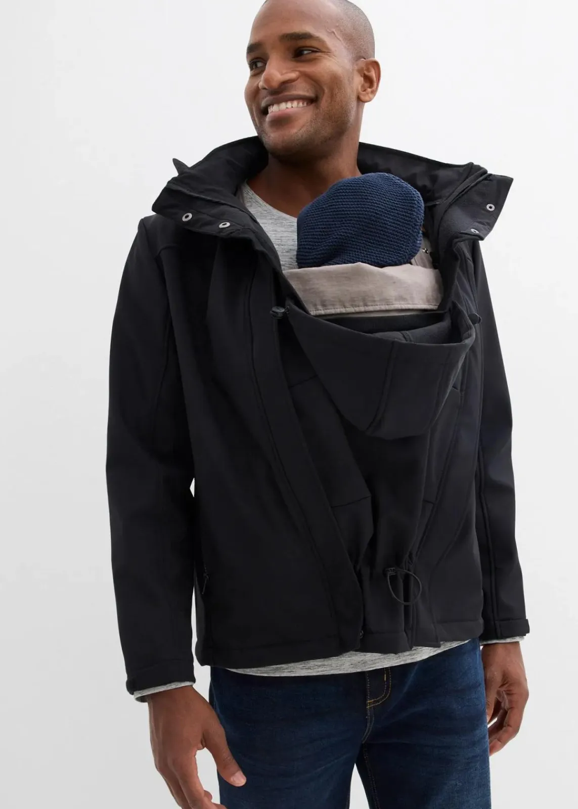bonprix Bekleidung·Blazer|Umstandsmode^3-in-1 Herren-Tragejacke mit Vorder- und Rückentragefunktion schwarz