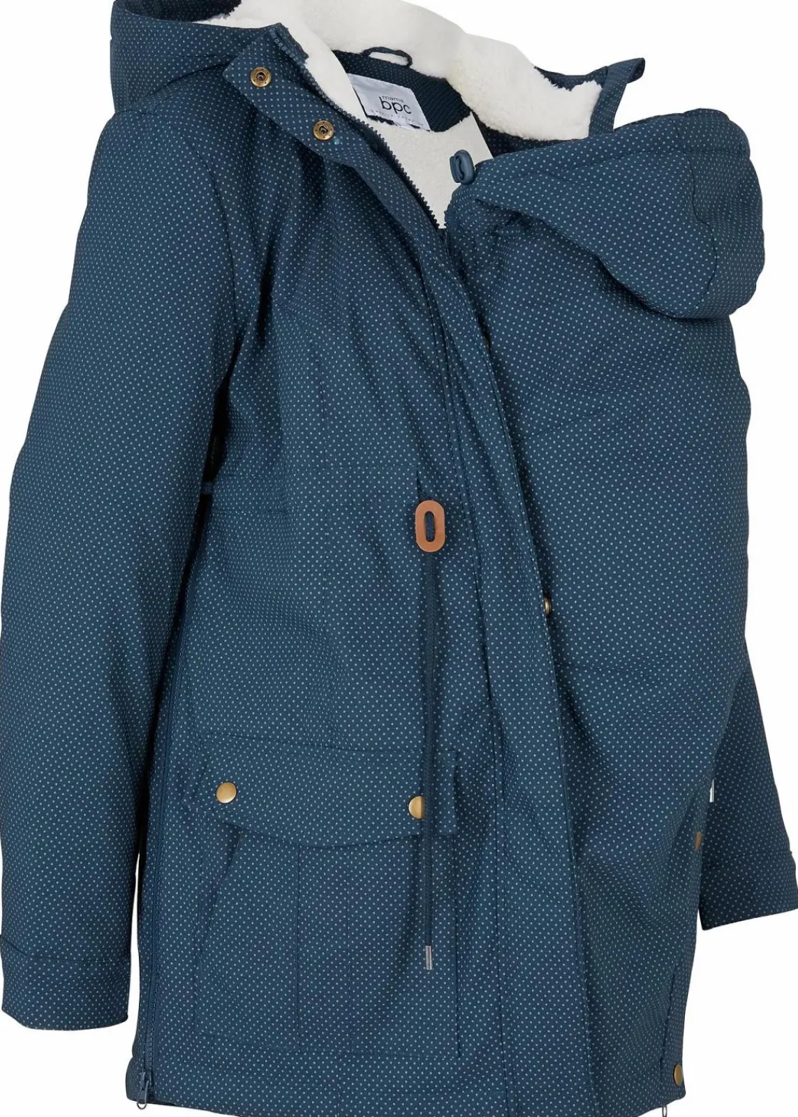 bonprix Bekleidung·Blazer|Umstandsmode^3-in-1 kuschelig gefütterte Umstands- und Tragejacke dunkelblau gepunktet
