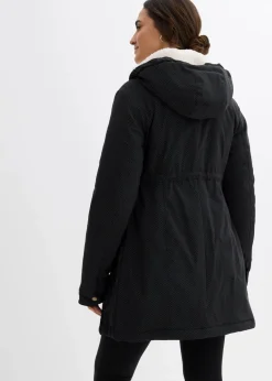 bonprix Umstandsmode|Bekleidung·Blazer^3-in-1 kuschelig gefütterte Umstands- und Tragejacke schwarz/wollweiß/dunkelgrau gepunktet
