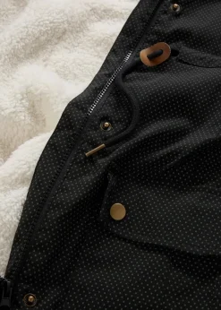 bonprix Umstandsmode|Bekleidung·Blazer^3-in-1 kuschelig gefütterte Umstands- und Tragejacke schwarz/wollweiß/dunkelgrau gepunktet