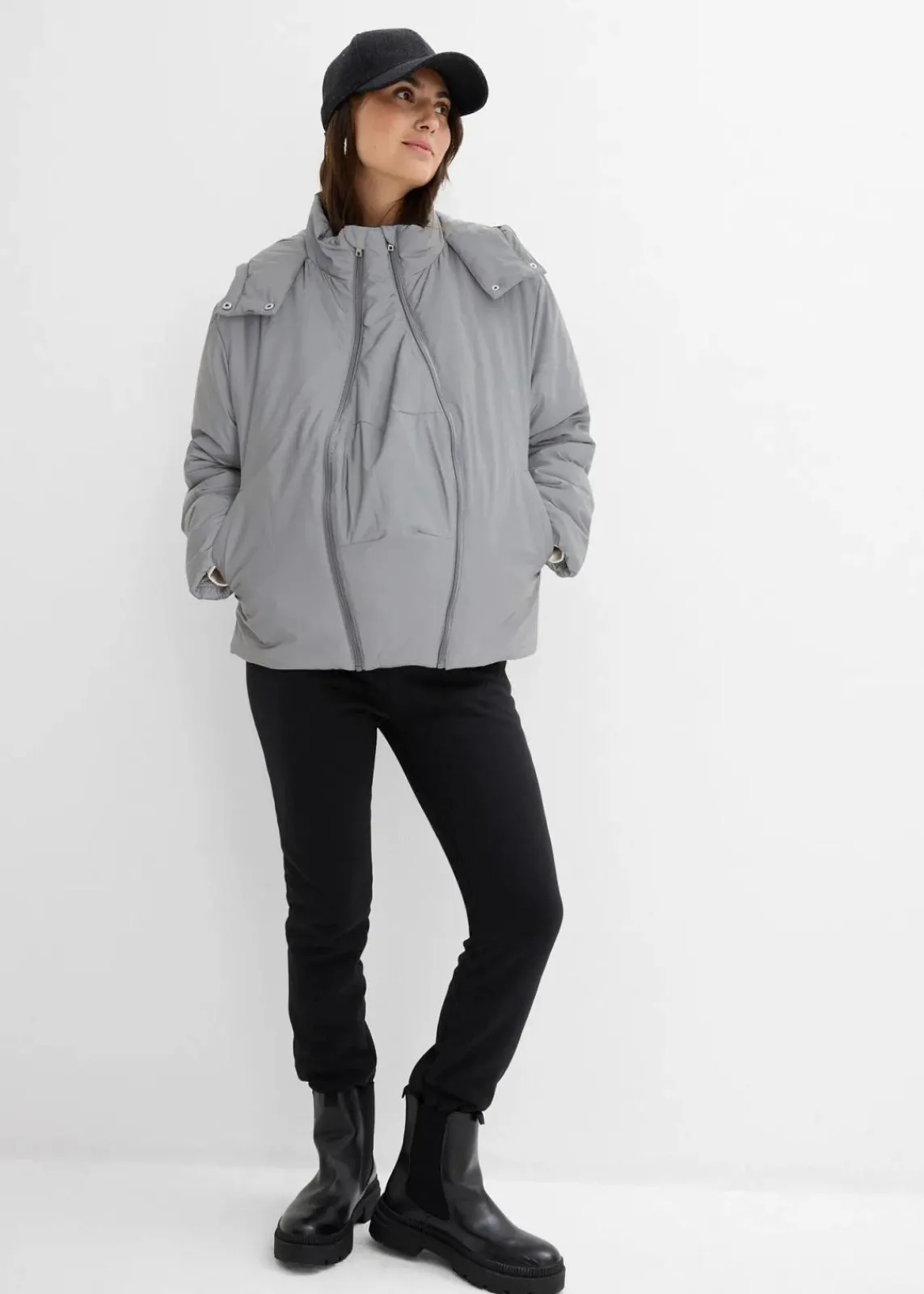 bonprix Bekleidung·Blazer|Umstandsmode^3-in-1 Reflektierende Umstandsjacke mit Trage- und Schwangerschaftseinsatz grau