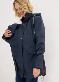 bonprix Bekleidung·Blazer|Umstandsmode^3-in-1 Regen-Umstands- und Tragejacke dunkelblau/beerenrot