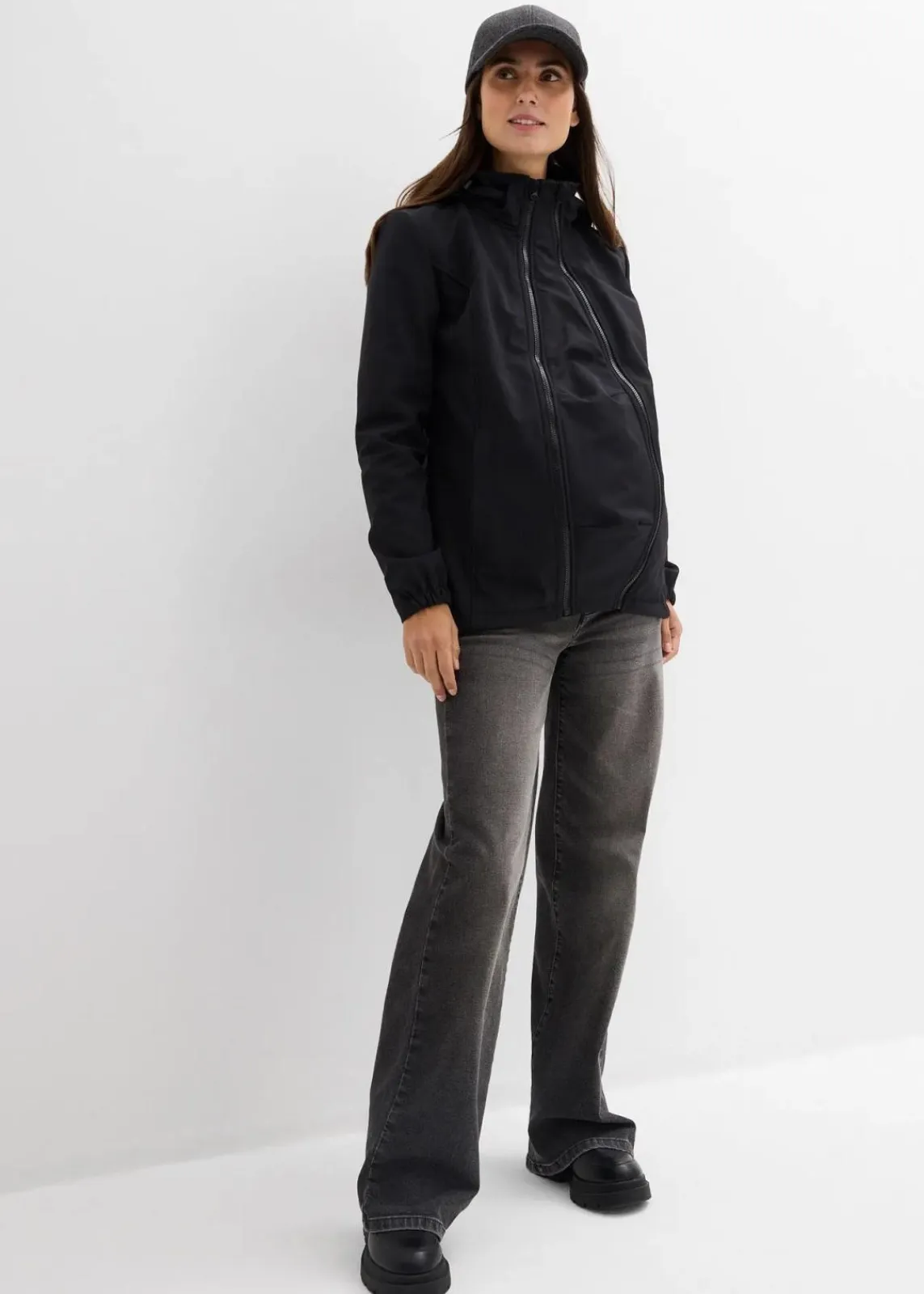 bonprix Bekleidung·Blazer|Umstandsmode^4-in-1 Softshelljacke mit Babyeinsatz zum vorne und hinten tragen schwarz