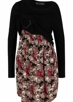 bonprix Umstandsmode^2-in-1 Umstand- und Stillkleid aus einer Materialkombination schwarz Paisley