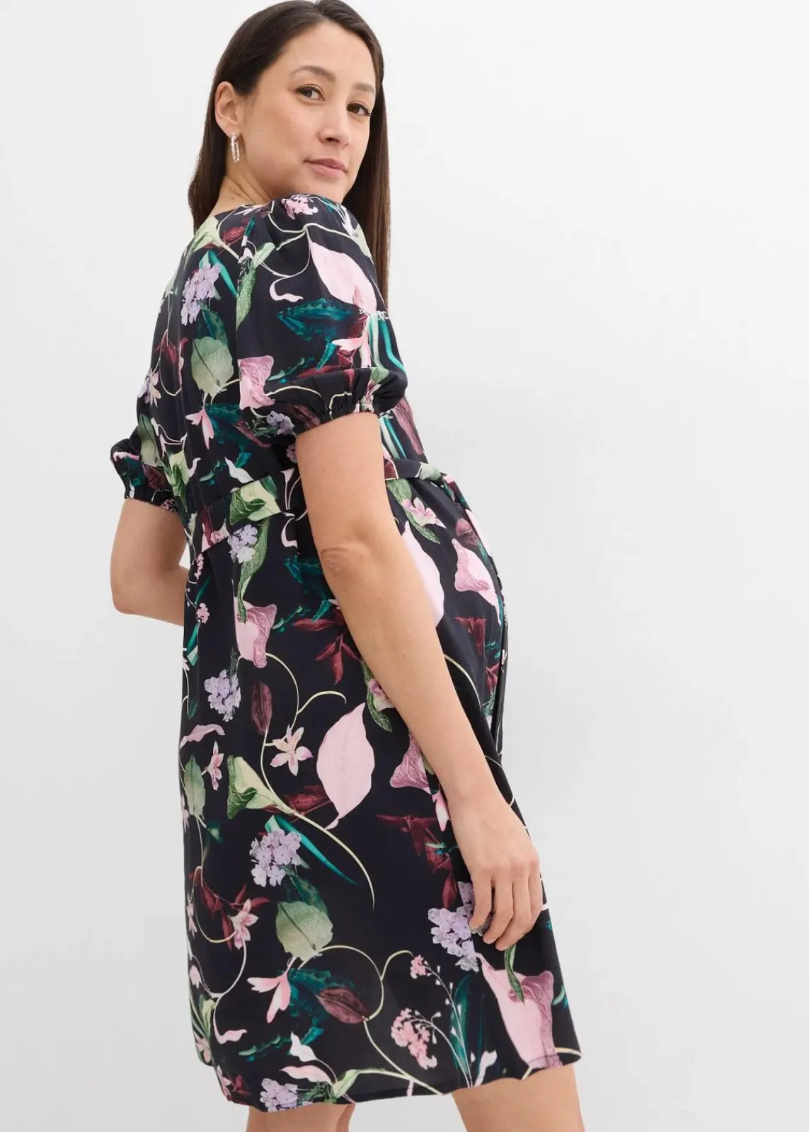 bonprix Bekleidung·Blazer|Umstandsmode^2-in-1 Umstands- und Stillblusenkleid aus fließender Viskose schwarz