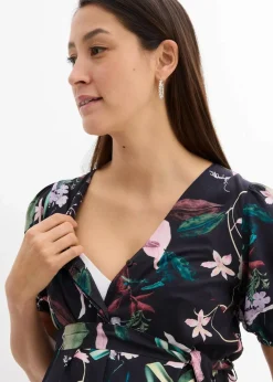 bonprix Bekleidung·Blazer|Umstandsmode^2-in-1 Umstands- und Stillblusenkleid aus fließender Viskose schwarz