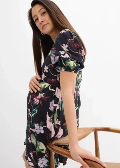 bonprix Bekleidung·Blazer|Umstandsmode^2-in-1 Umstands- und Stillblusenkleid aus fließender Viskose schwarz