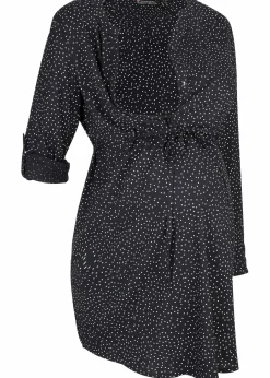 bonprix Umstandsmode|Bekleidung·Blazer^2-in-1 Umstands- und Stillblusenkleid aus fließender Viskose dunkelblau/weiß gepunktet