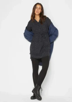 bonprix Umstandsmode|Bekleidung·Blazer^2-in-1 Umstands- und Stillblusenkleid aus fließender Viskose dunkelblau/weiß gepunktet