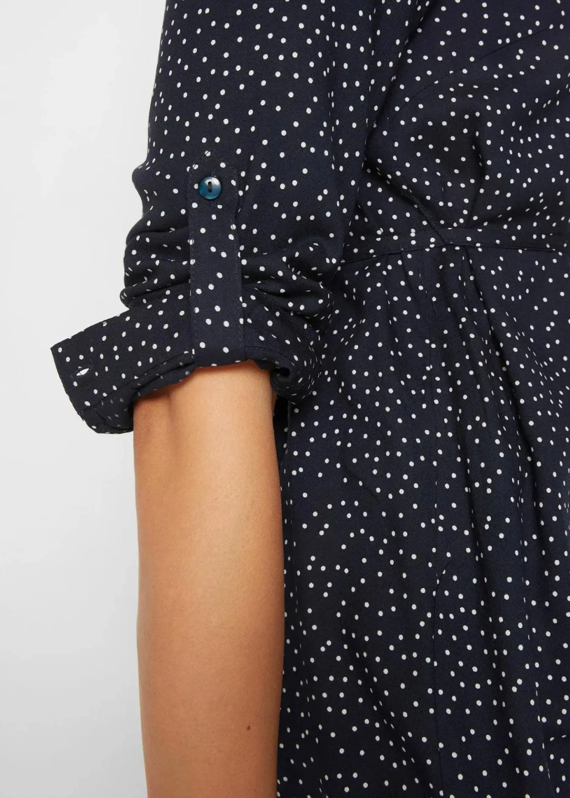 bonprix Umstandsmode|Bekleidung·Blazer^2-in-1 Umstands- und Stillblusenkleid aus fließender Viskose dunkelblau/weiß gepunktet
