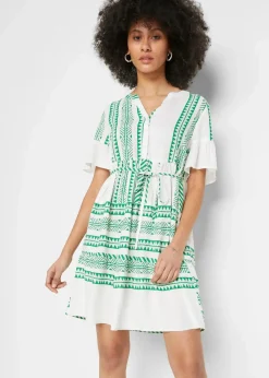 bonprix Bekleidung·Blazer|Umstandsmode^2-in-1 Umstands- und Stillblusenkleid aus fließender Viskose grasgrün graphisch bedruckt