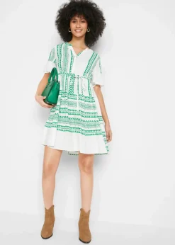 bonprix Bekleidung·Blazer|Umstandsmode^2-in-1 Umstands- und Stillblusenkleid aus fließender Viskose grasgrün graphisch bedruckt