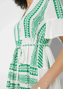 bonprix Bekleidung·Blazer|Umstandsmode^2-in-1 Umstands- und Stillblusenkleid aus fließender Viskose grasgrün graphisch bedruckt