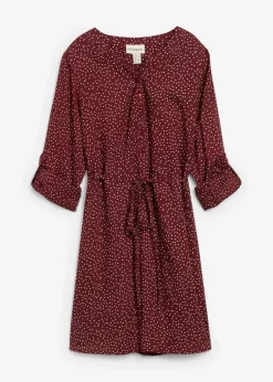 bonprix Bekleidung·Blazer|Umstandsmode^2-in-1 Umstands- und Stillblusenkleid aus fließender Viskose dunkelbeere/weiß gepunktet