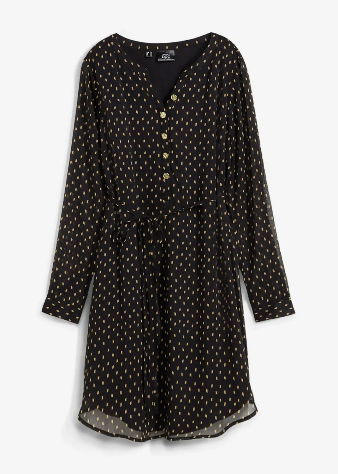 bonprix Umstandsmode|Bekleidung·Blazer^2-in-1 Umstands- und Stillkleid aus Chiffon schwarz/gold gepunktet