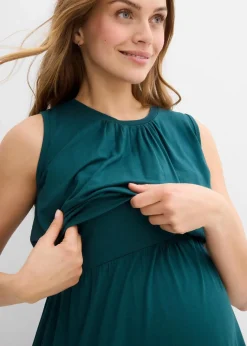 bonprix Bekleidung·Blazer|Umstandsmode^2-in-1 Umstands- und Stillkleid aus Viskose petrolgrün